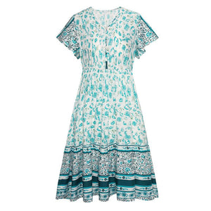 Spring and Summer Women's Holiday Printed Skirt Bohemian Dress