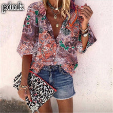 Load image into Gallery viewer, New Style Multicolor Printed Casual Women&#39;s Shirt With 9-point Sleeves
