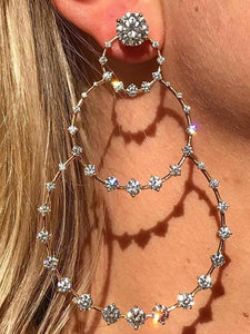 Bohemian Crystal Large Circle Drop Pendant Earrings