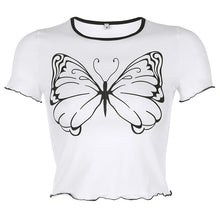 Load image into Gallery viewer, Spring and Summer Simple Joker A Big Butterfly Printed Short Sleeve Top
