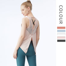 Load image into Gallery viewer, Quick-dry mesh yoga gym hoodie loose breathable running sports vest sleeveless T-shirt
