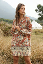 Load image into Gallery viewer, Summer and spring Bohemian V-neck casual dress Printed Dress Medium Length Skirt
