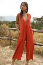 Load image into Gallery viewer, Deep V-strap Front and Back Jumpsuit
