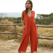 Load image into Gallery viewer, Deep V-strap Front and Back Jumpsuit
