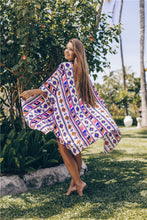 Load image into Gallery viewer, Printed Beach Sun Shirt Loose Belt Holiday Skirt Bikini Swimsuit Cover Up
