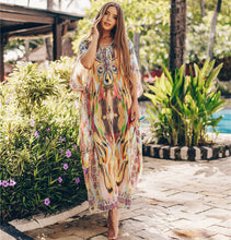 Load image into Gallery viewer, Chiffon Printed Snake Pattern Beach Sun Proof Shirt Holiday Long Dress Beach Swimsuit Cover Up
