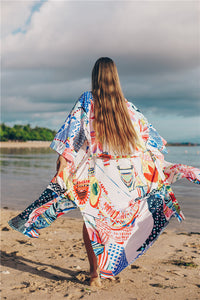 Printed Loose Beach Sunscreen Holiday Long Beach Bikini Cover Up