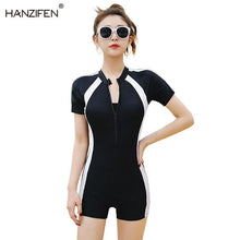 Load image into Gallery viewer, Sports one-piece swimsuit women hot spring vacation swimsuit long and short sleeve adult swimsuit women
