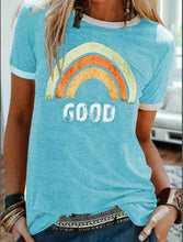 Load image into Gallery viewer, Summer New Rainbow Letter Printing Color Matching Short-sleeved T-shirt
