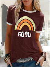 Load image into Gallery viewer, Summer New Rainbow Letter Printing Color Matching Short-sleeved T-shirt
