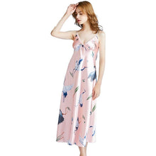 Load image into Gallery viewer, Large version of silk sexy pajamas ladies summer long simple slings pajamas home clothing.
