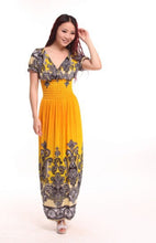 Load image into Gallery viewer, Bohemian Slim Short Sleeved Tuxedo Resort Beach Skirt Print Dress
