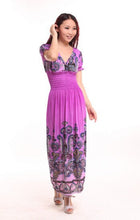 Load image into Gallery viewer, Bohemian Slim Short Sleeved Tuxedo Resort Beach Skirt Print Dress
