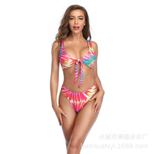 Load image into Gallery viewer, bikini lady sexy print triangle split swimsuit
