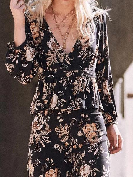 2018 Bohemia Long Sleeve Print Tops