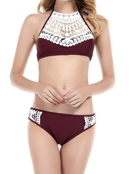 Sexy Lace Beach Swimwear Bikini Two Pieces Set