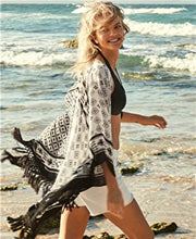 Load image into Gallery viewer, Chiffon Print Tassel Beach Bikini Cover Up
