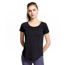 Load image into Gallery viewer, Solid Color Yoga Clothes Women&#39;s Short-sleeved T-shirts Loose Beautiful Back Fitness Clothes Breathable Quick-drying Clothes Slim Sports Tops
