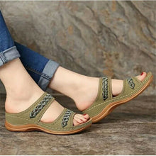 Load image into Gallery viewer, One word sandals women&#39;s spring new muffin thick sole slippers
