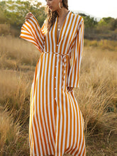 Load image into Gallery viewer, Stylish Women&#39;s Big Striped Comfortable Ultra-long Shirt Single-button Edgy Shirt
