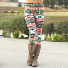 Load image into Gallery viewer, Green Geometric Pattern Christmas Warm Leggings
