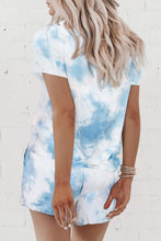 Load image into Gallery viewer, Summer Printed Dyed Pajamas with Short Sleeved Gradient-colored Draw-down Home Clothing Set
