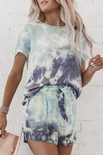 Load image into Gallery viewer, Summer Printed Dyed Pajamas with Short Sleeved Gradient-colored Draw-down Home Clothing Set
