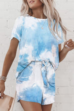Load image into Gallery viewer, Summer Printed Dyed Pajamas with Short Sleeved Gradient-colored Draw-down Home Clothing Set
