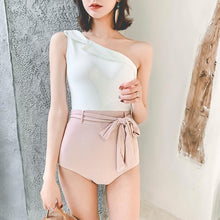 Load image into Gallery viewer, Sexy Swimsuit Female Retro One-shoulder Slimming Conjoined Spa Bikini Swimwear
