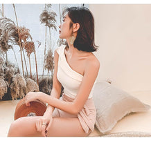 Load image into Gallery viewer, Sexy Swimsuit Female Retro One-shoulder Slimming Conjoined Spa Bikini Swimwear
