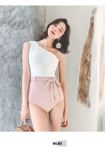Load image into Gallery viewer, Sexy Swimsuit Female Retro One-shoulder Slimming Conjoined Spa Bikini Swimwear
