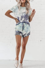 Load image into Gallery viewer, Summer Printed Dyed Pajamas with Short Sleeved Gradient-colored Draw-down Home Clothing Set

