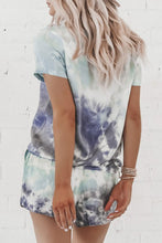 Load image into Gallery viewer, Summer Printed Dyed Pajamas with Short Sleeved Gradient-colored Draw-down Home Clothing Set
