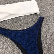 Load image into Gallery viewer, 3 Colors Split Swimsuit Flashing Irregular Bikini Sexy Stitching
