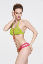 Load image into Gallery viewer, Contrasting Classic Hand Hook Wool Split Women&#39;s Bikini
