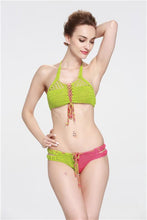 Load image into Gallery viewer, Contrasting Classic Hand Hook Wool Split Women&#39;s Bikini
