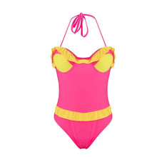 Load image into Gallery viewer, Sexy Lace-up Belly Halter Ruffled One-piece Bikini Swimsuit
