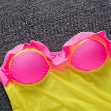 Load image into Gallery viewer, Sexy Lace-up Belly Halter Ruffled One-piece Bikini Swimsuit
