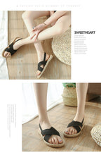 Load image into Gallery viewer, Beach Open Toe Linen Flat Sandals

