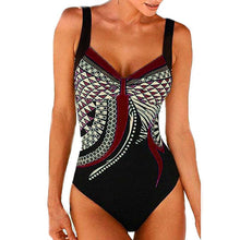 Load image into Gallery viewer, Swimwear sling retro printed ladies jumpsuit sexy backless swimsuit.
