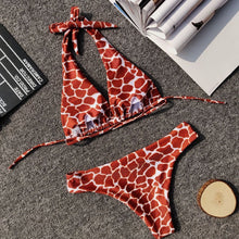 Load image into Gallery viewer, Swimwear Printed Straps Split Leopard Bikini
