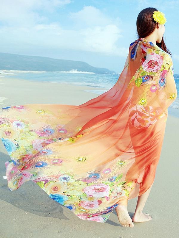 24 Color Printed Shawl Seaside Sunscreen Beach Towel Scarves