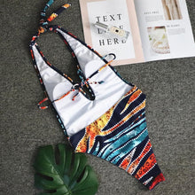 Load image into Gallery viewer, Sexy Leopard Print Bikini One-piece Swimsuit Deep V Strap Female
