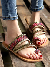 Load image into Gallery viewer, Boho Beach National Style New Large Size Flat with Women Sandals
