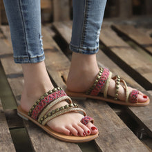 Load image into Gallery viewer, Boho Beach National Style New Large Size Flat with Women Sandals
