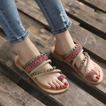 Load image into Gallery viewer, Boho Beach National Style New Large Size Flat with Women Sandals
