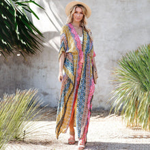 Load image into Gallery viewer, Beach Blouse Sun Protection Cardigan Vacation Bikini Loose Drawstring Cardigan
