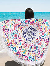 Load image into Gallery viewer, Lotus Printing Fringed Beach Towel Sun Shawl Variety Scarf Yoga Cushion Mat
