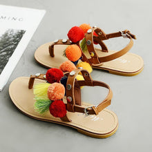 Load image into Gallery viewer, Bohemian Buckle Tassel Flat Sandals
