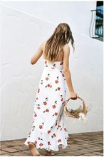 Load image into Gallery viewer, Vacation Style Hanging Neck Low-cut Dress Floral Long Dress
